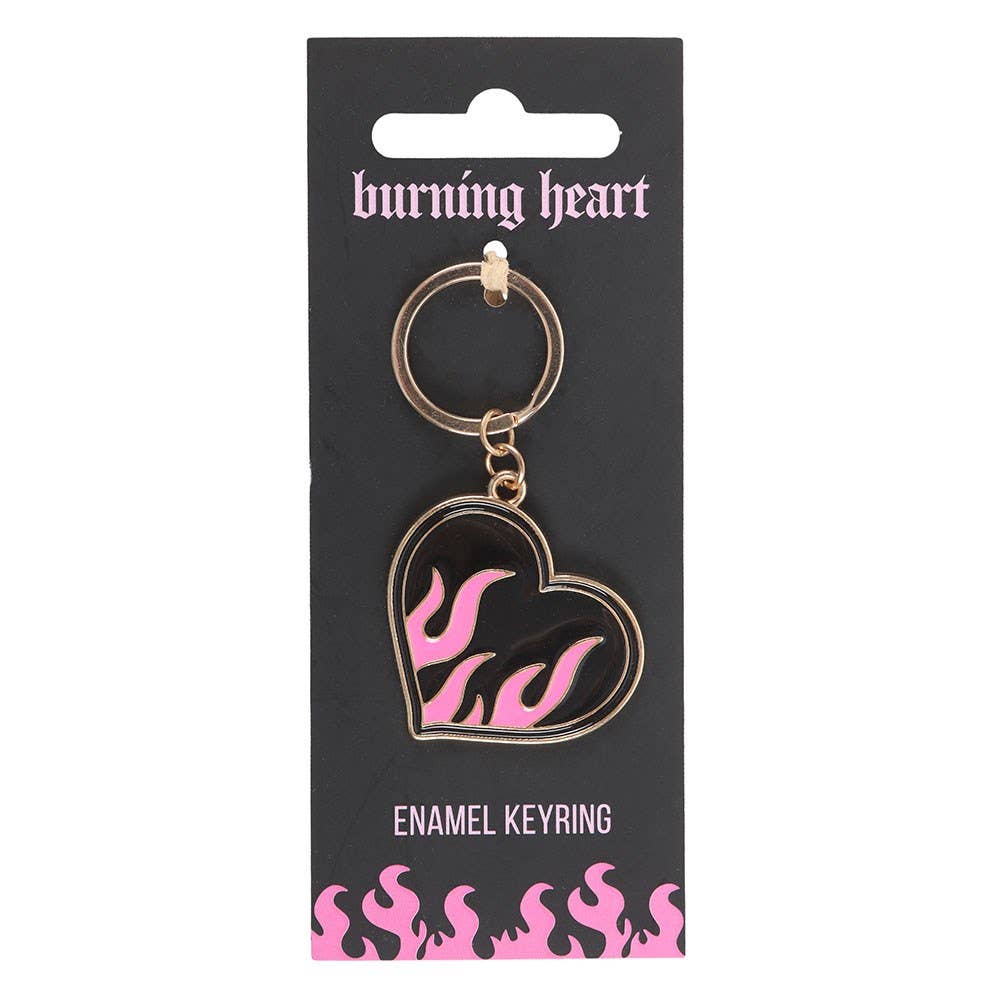 Burning Heart Alloy and Enamel Keyring