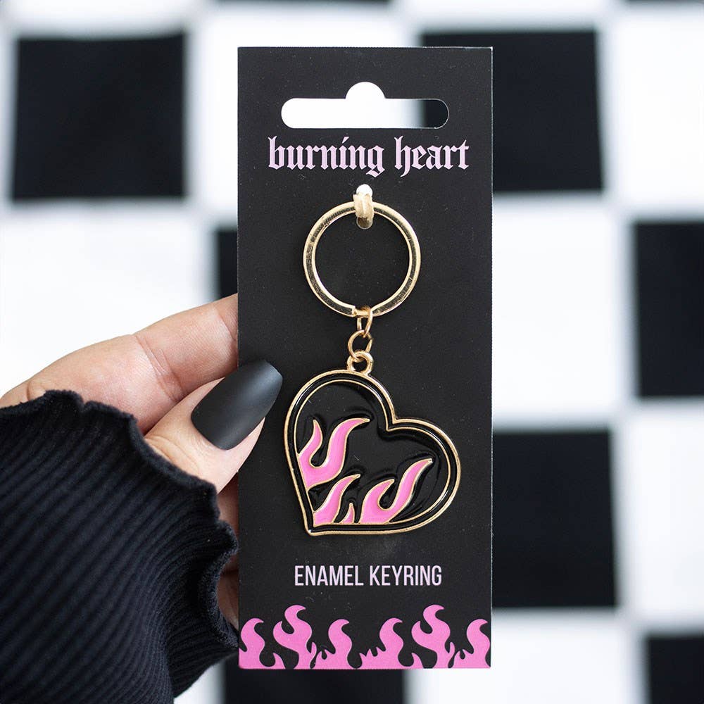 Burning Heart Alloy and Enamel Keyring