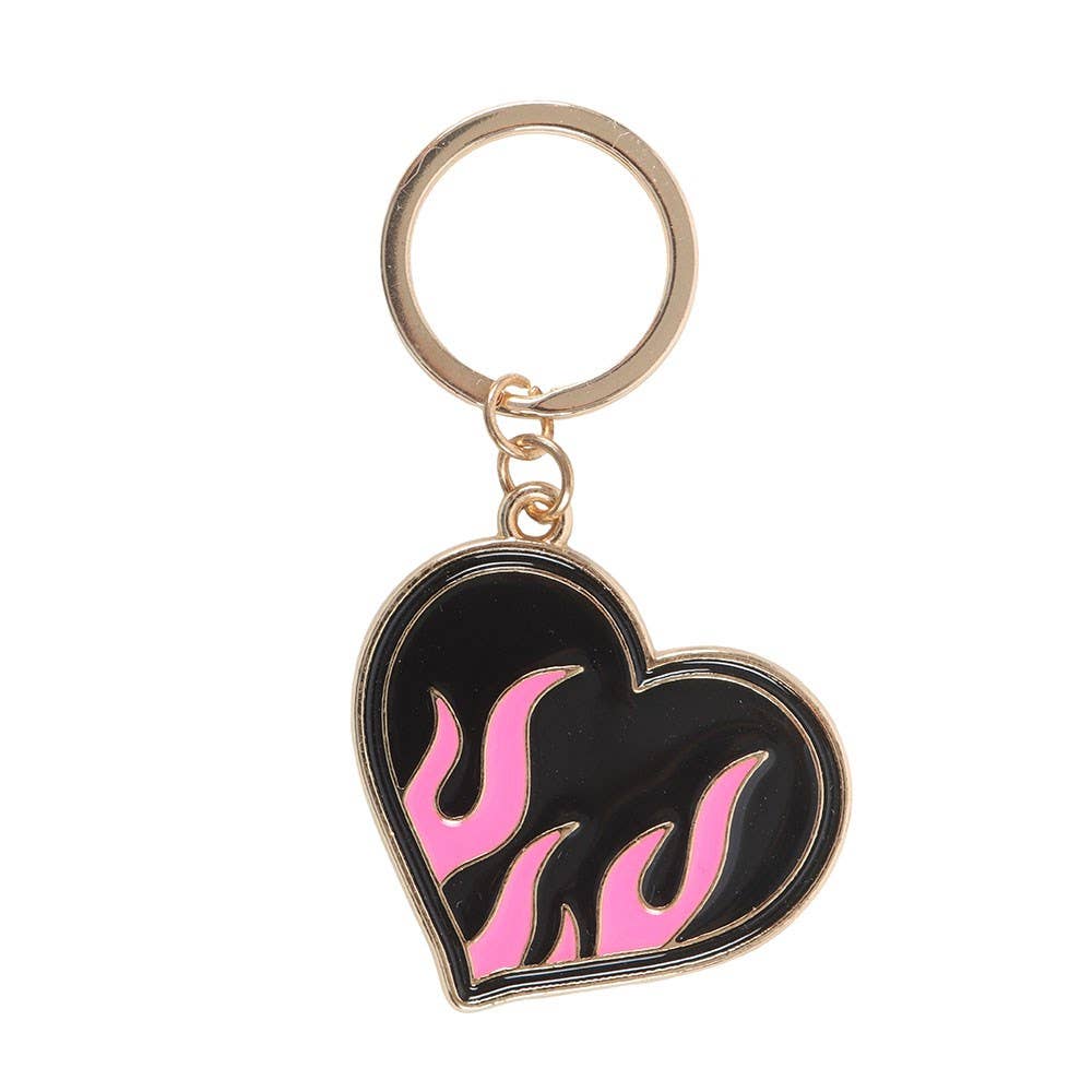 Burning Heart Alloy and Enamel Keyring